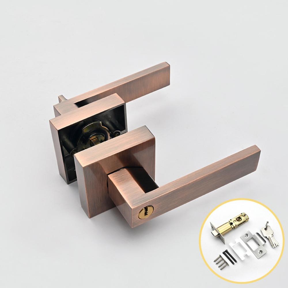 Durable Square Indoor Door Lock Thickened with Core/pin Heavy-duty Three Bar Lock Aluminum Alloy Adjustable