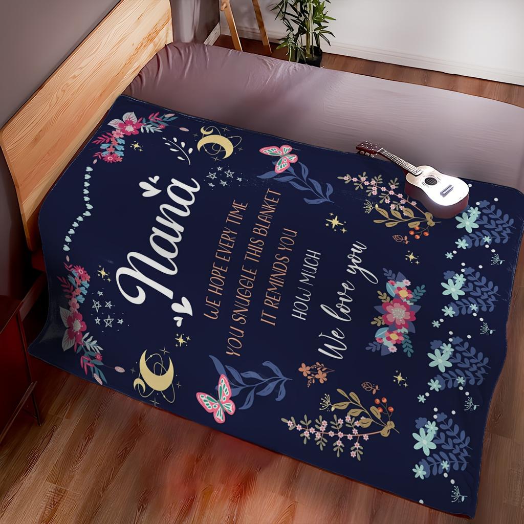 1pc Nana Gifts Traditional-Style Soft Fleece Blanket for Grandma - All Season Cozy Flannel Throw for Couch, Nap, or Chilly Night