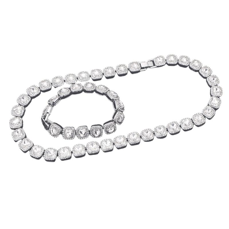 Elegant Necklace Sparkling Full Rhinestones Bracelet Alloy Texture Suitable for Evening Parties and Everyday Charm