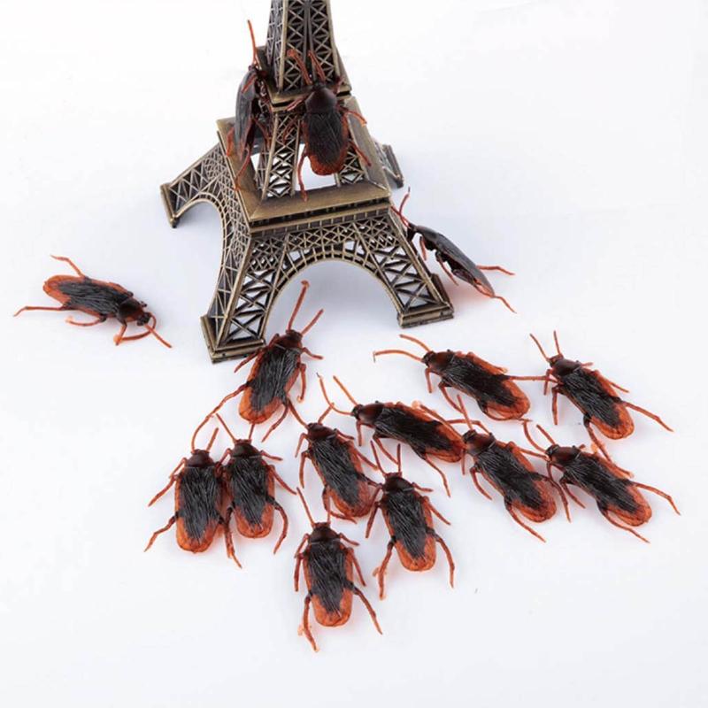 10 Pieces Prank Fake Roaches Look Real Plastic Trick Joke Toys Scary Insects Realistic Bugs Gifts Novelty Cockroach