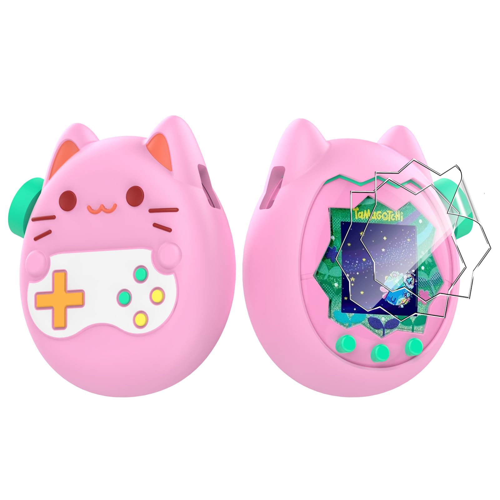 

For Tamagotchi Paradise Case 2 Films Mosasa Soft Stylish and Protective Cover (Tamagotchi Paradise) + Included, Silicone, Cute, Thin, рожевий