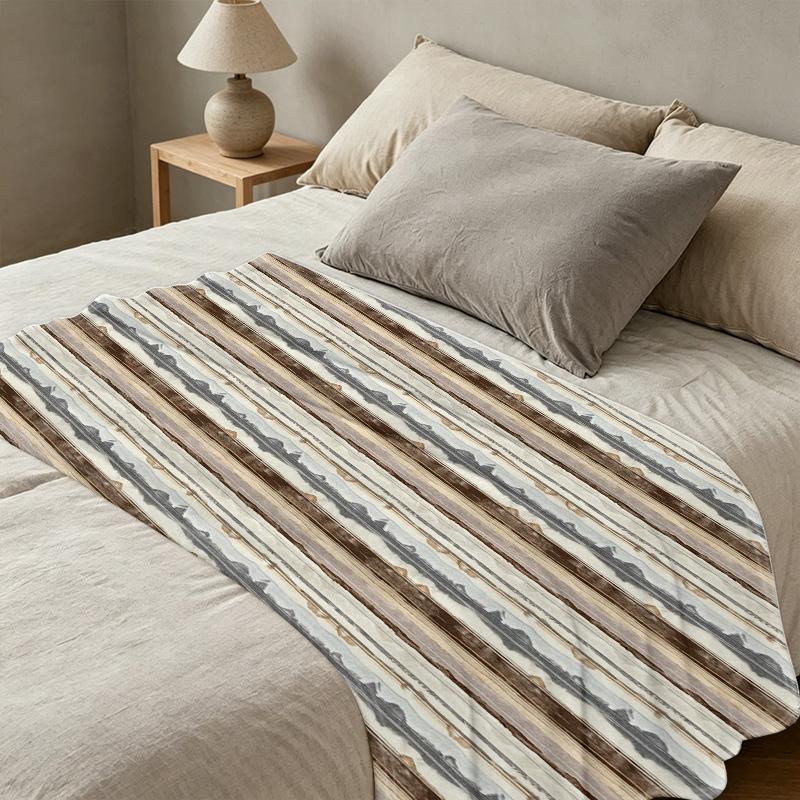 Soft Flannel Throw Blanket with Bound Edges & Simple Stripes Cozy Warm Cover for Home, Couch, Christmas & Halloween
