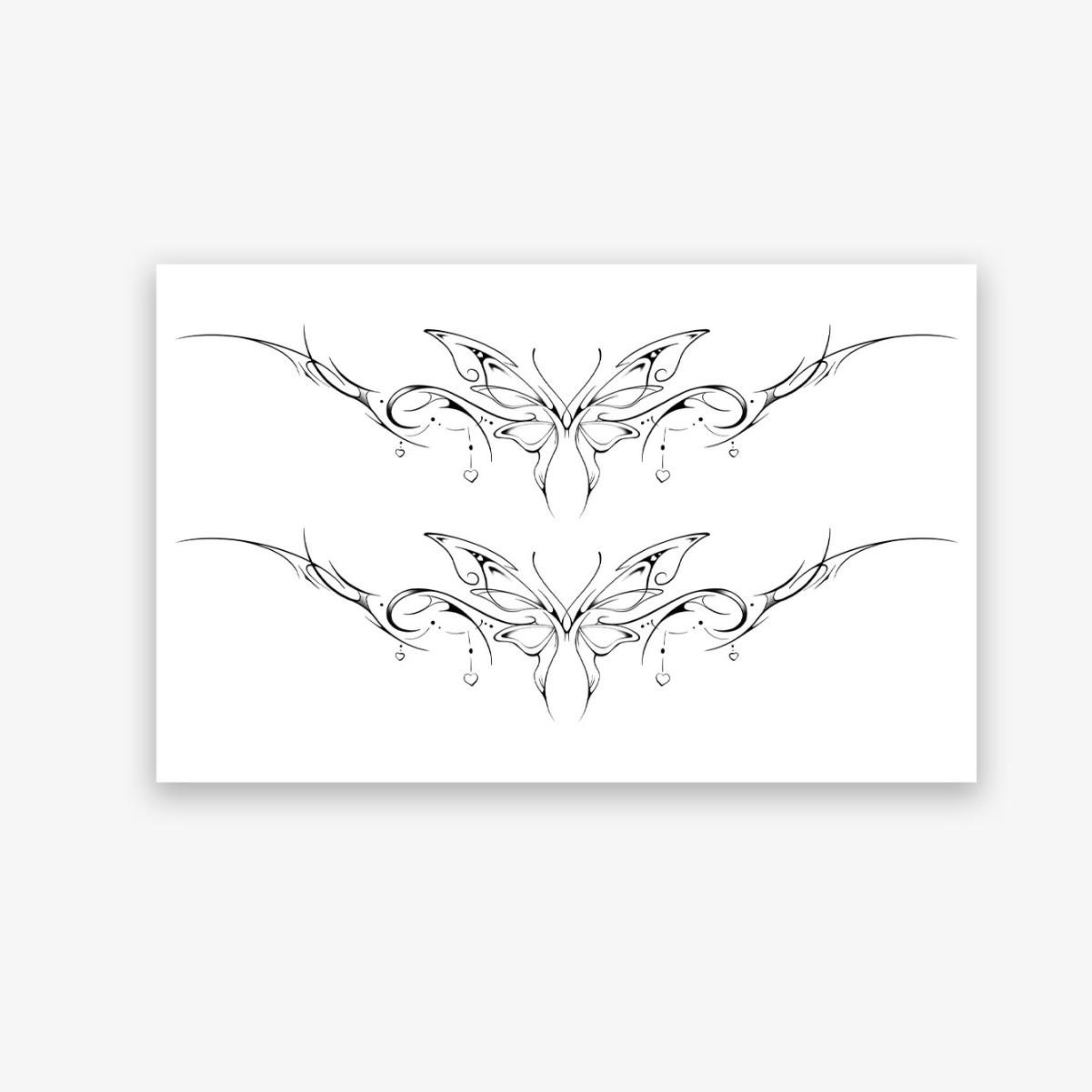 Herbal Juice Semi-Permanent Simple Butterfly Pendant Bramble Succubus Waist Tattoo Sticker 19*12