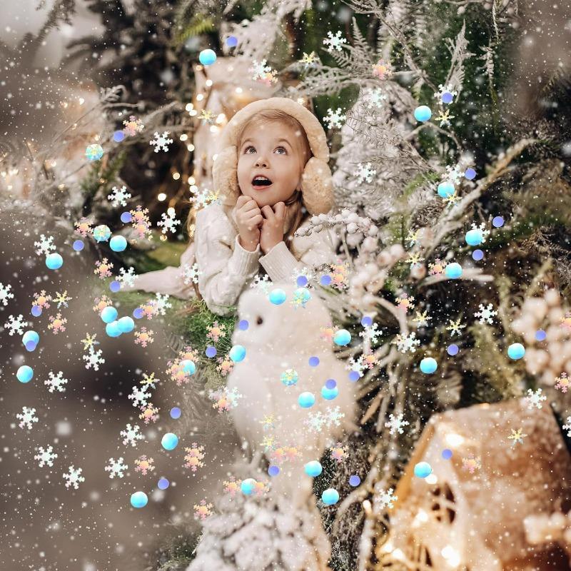 Christmas Laser Snowflake Confetti Iridescent Silver Small Round Dot Sequins Artificial Snow Xmas Tree Decoration Party Supplies