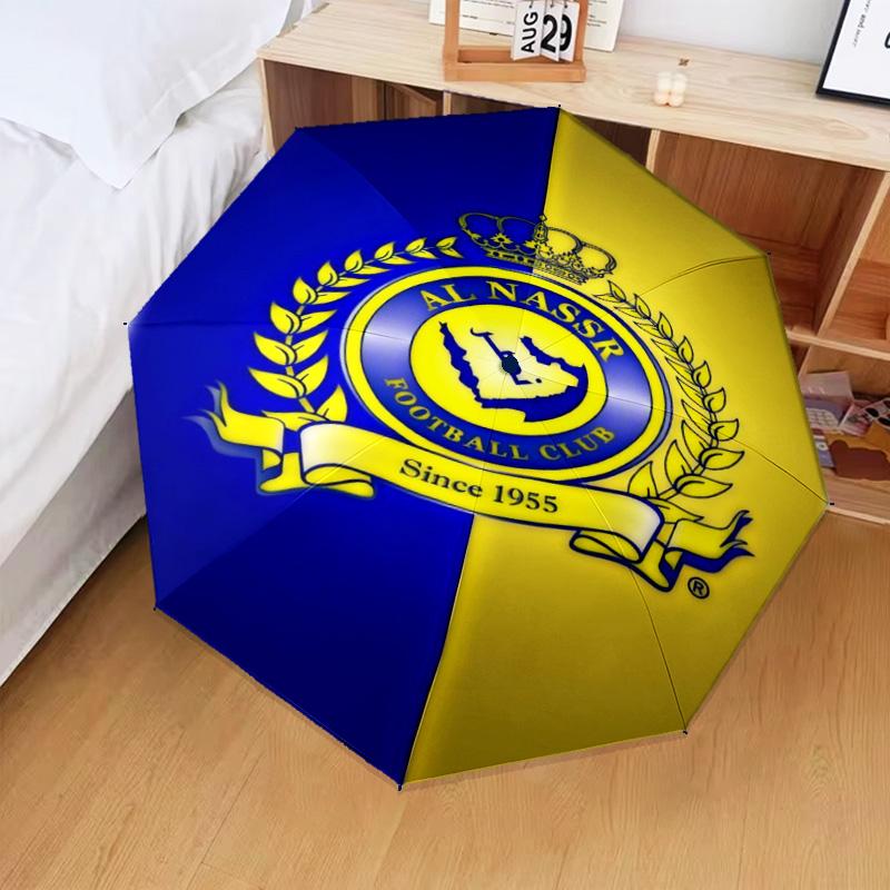 1PC Nassr Football Club Crest Printed Umbrella Folding umbrella, automatic umbrella 8-Frame for Travel, camping Fan gifts Christmas Gifts