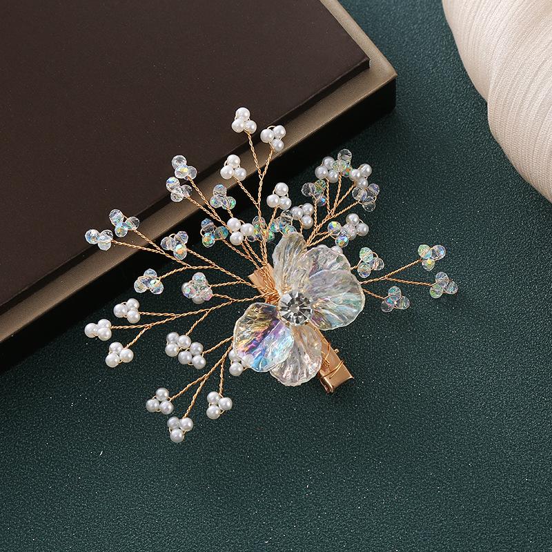 Retro bridal hair accessories, Chinese wedding headdress, handmade crystal hairpins, antique flower toasting clothing hair accessories