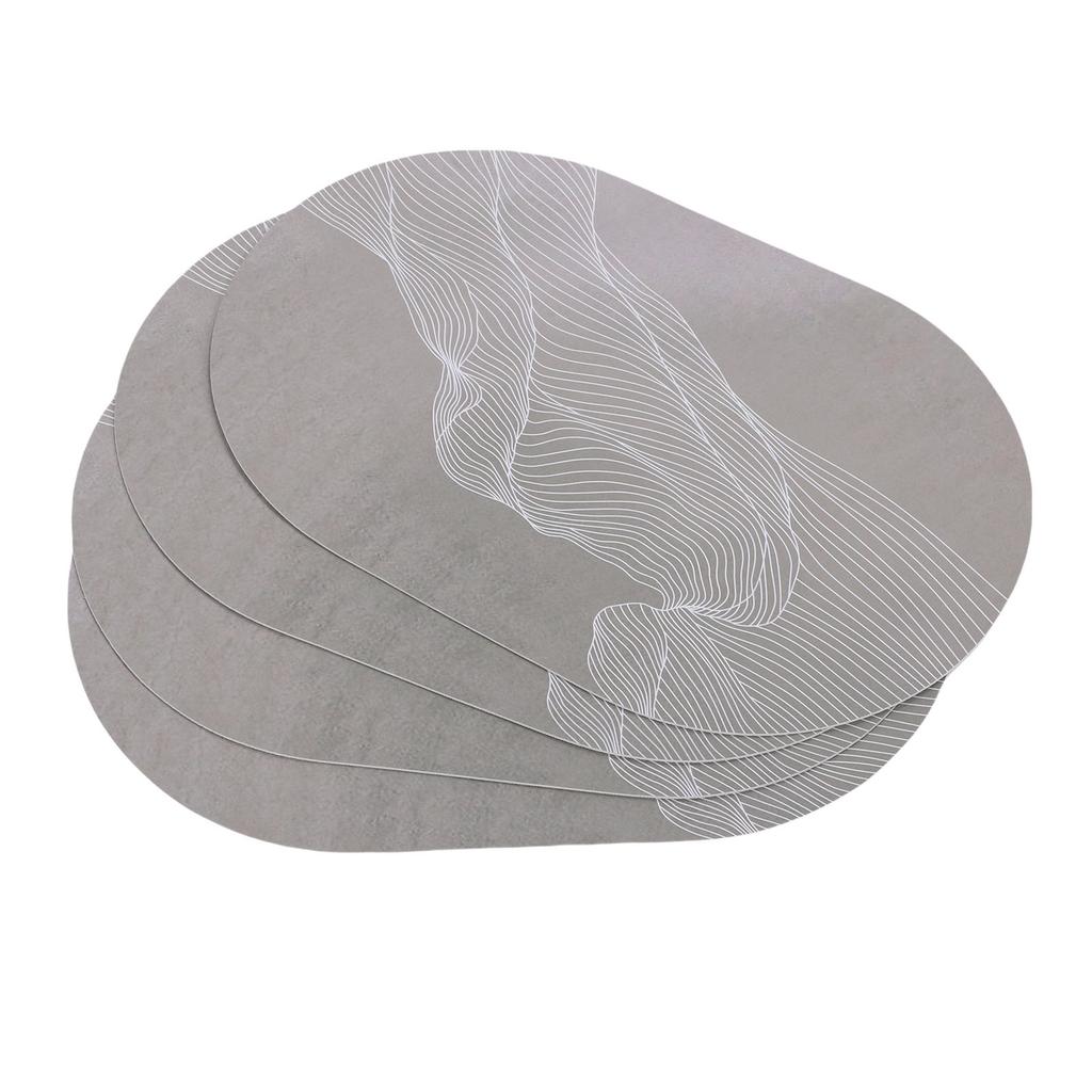 4PCS Oval Placemats Anti Slip Washable Table Mats PU Leather Place Mats for Restaurant Kitchen Hotel 18x12in