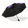 1pc Skeleton Ghost Flower Automatic Open/CloseUmbrella-CuteUmbrella with Cute Design, Portable 3-Fold Compact Umbrella for Men & Women, Vale