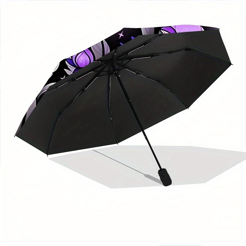 1pc Skeleton Ghost Flower Automatic Open/CloseUmbrella-CuteUmbrella with Cute Design, Portable 3-Fold Compact Umbrella for Men & Women, Vale
