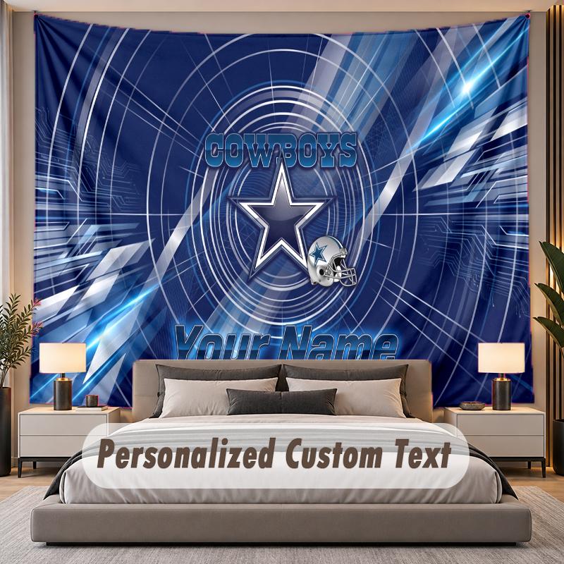 Custom Name Text Tapestry Dallas Cowboys Personalized Polyester Wall Tapestry For Bedroom And Room