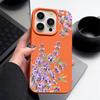 Matte Leather Texture Shockproof Phone Case For iPhone 16 Pro Max 15 14 Pro 13 12 11 Purple Flower Pattern Slim TPU Soft Bumper Cover