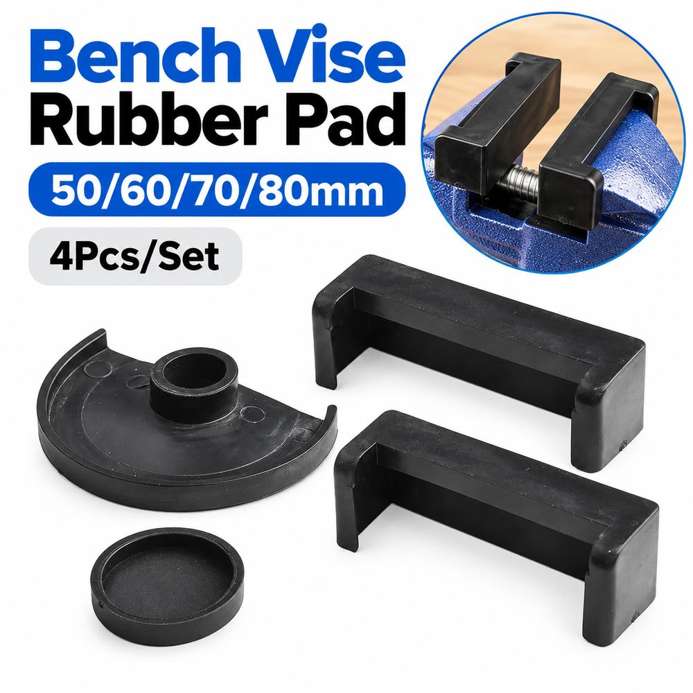 4Pcs/Set Rubber Bench Vise Rubber Pad 50mm 60mm 70mm 80mm Anti-Slip Bench Clamp Anti-Slip Mat Non-Slip Rubber Black