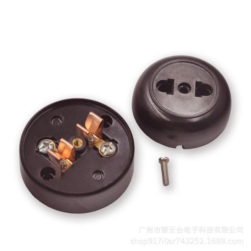 Socket Bakelite Retro Round Surface-mounted Socket 10a Two-pole Two-hole Dual-use Socket