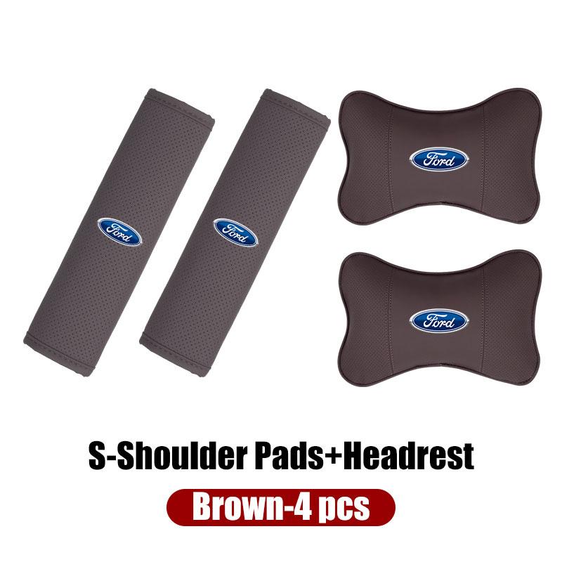 KLKY5 For Ford Soft Car Headrest Cushion Seat Belt Shoulder Protector Cover Focus Mk2 Mk3 Mk4 Fiesta Ranger Mondeo S-MAX Kuga