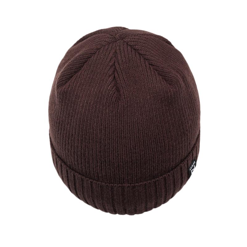 Winter Knitted Hat Men Warm Coldproof Wool Hat Cycling Fleece Thick Cotton Hat