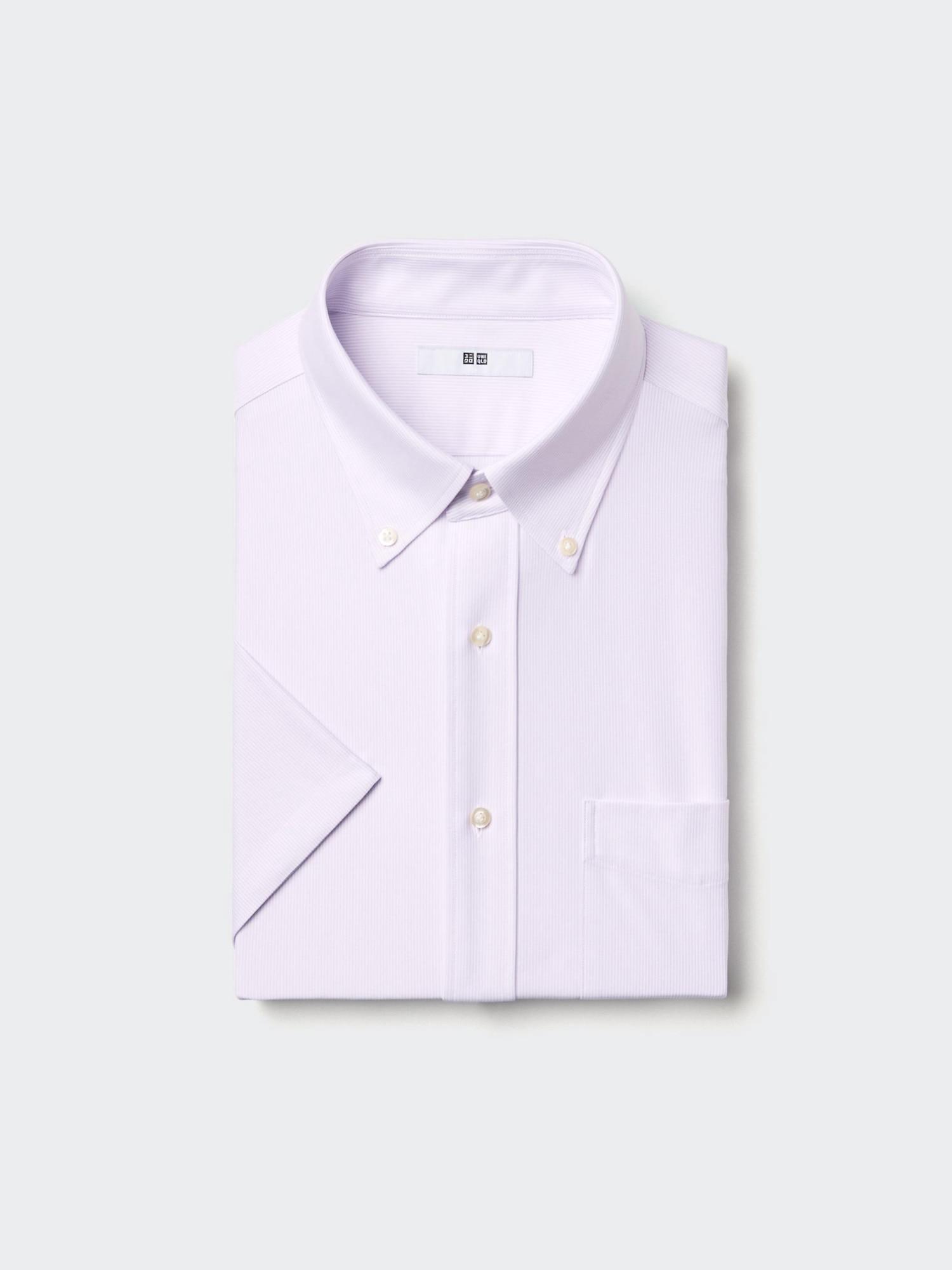 

Uniqlo Япония Рубашка-поло из джерси с пуговицами и полосками, не требующая глажки 70 LIGHT PURPLE/XS