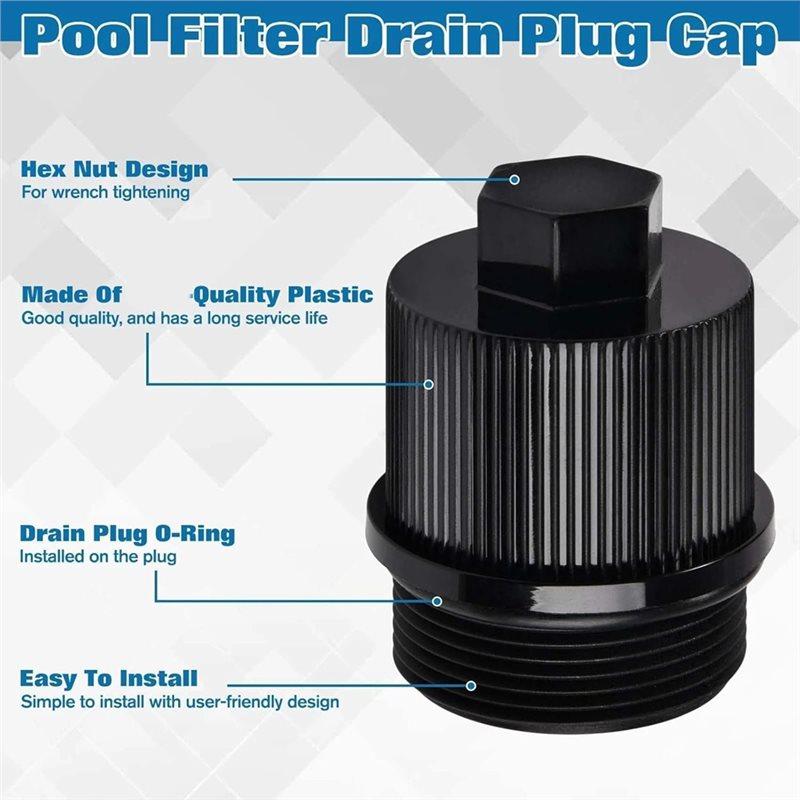Premium-190030 Filter Drain Plug Cap Replacement Assembly With O-Ring For Pentair FNS Plus, Clean & Clear Plus, And Quad D.E.