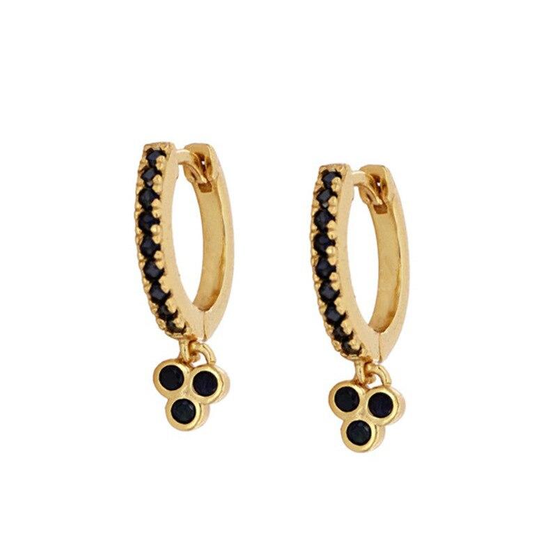 Fashion Black Zircon Hoop Drop Earrings For Women Stainless Steel Piercing Women's Dangle Earrings 2023 Fashion Jewelry