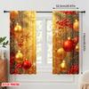 2pcs,2D plane printing Creative Curtains Christmas Tree Ornaments Festive Snowflakes Versatile Polyester Fabric (without rod)