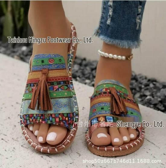 2025 Europeiska & Amerikanska Dam Tofsar Strandtofflor, Storlek 43, Ny Sommarkollektion