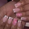 French Summer Floral White Press-On Nails - Short Square Tips for Nail Art