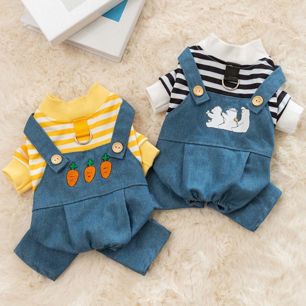 Cute Dog Jumpsuit Towable Dog Stripes Vest Pet T-Shirt Dog Sweatshirt  Travel