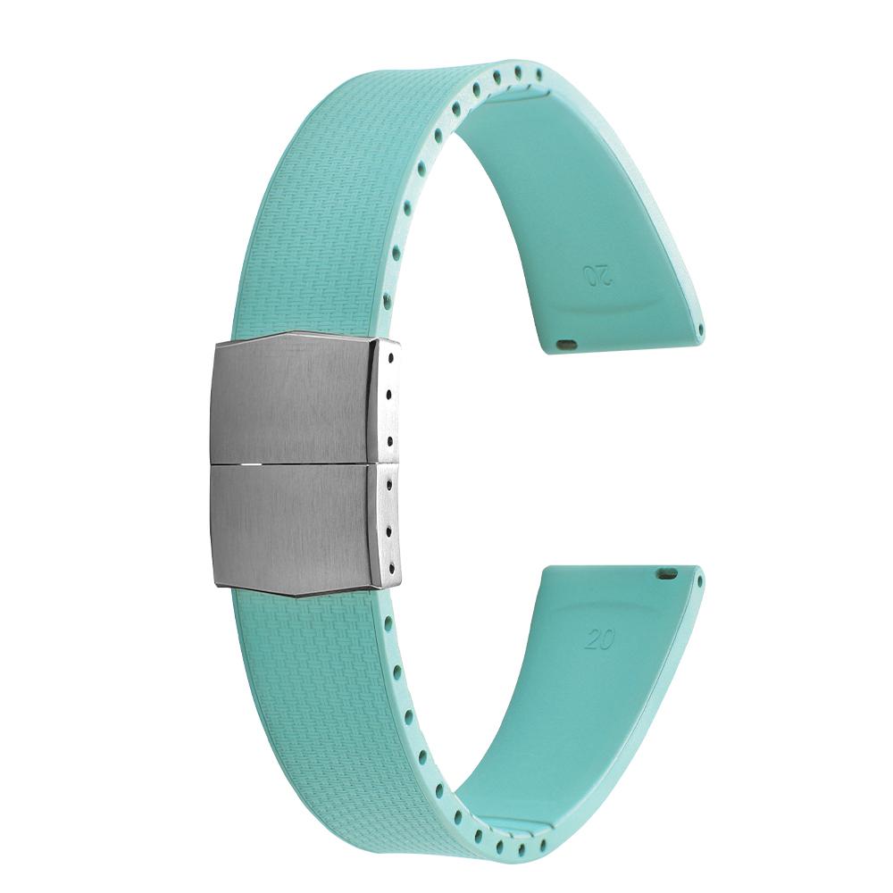 20mm Delugs CTS FKM Gummi Uhrenarmbänder mit 4 Farben Schmetterlingsschließe Einzigartige Textur Schnellverschluss Uhrenarmband für Markenuhr