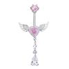 Wing Heart Belly Button Rings Shiny Inlay Dangle Hypoallergenic Steel Navel Piercing For Beach Parties Daily Wear