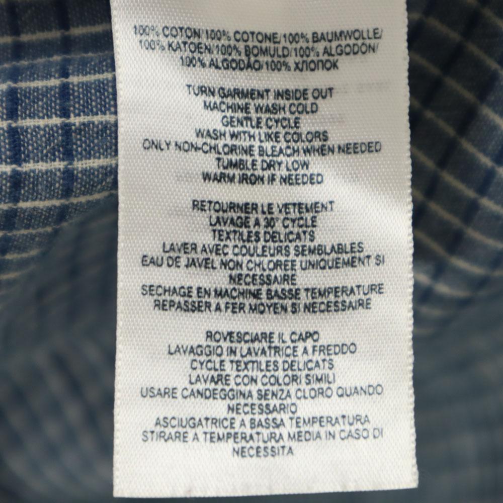 RRL Check Pattern Long Sleeve Hidden Button Down Shirt XS Blue Men's Used