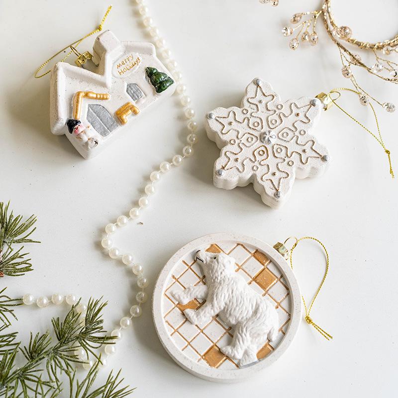 Christmas Tree White Supplies Bell Car Snowflake Nutcracker Soldier Pendant 2024 Christmas Decoration 2025 New Year Eve Decors
