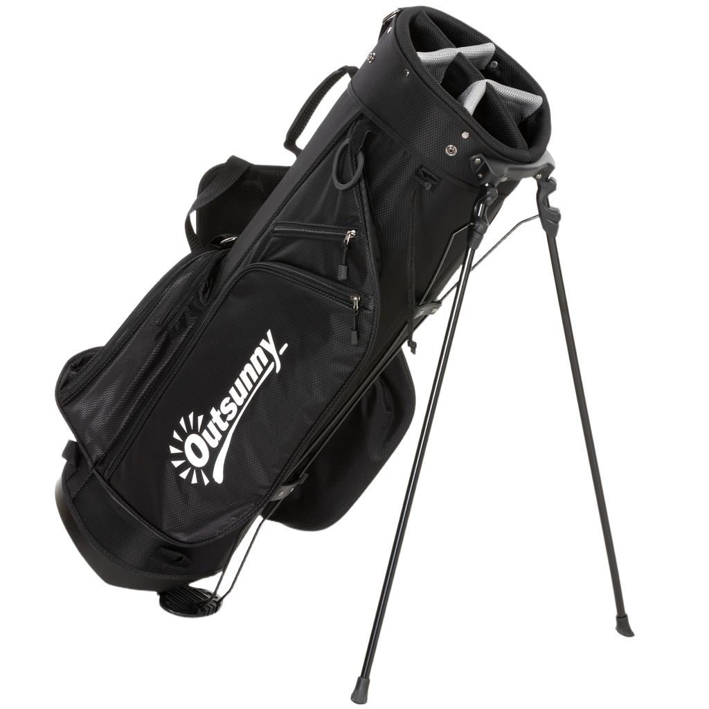 Golf Stand Bag with 6-Way Dividers, 5 Pockets, Rain Hood, Grey