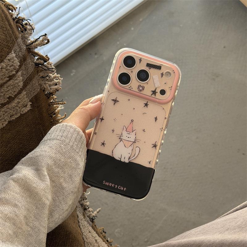 

Graffiti Stars Cat Chain Phone Case for iPhone 14/15/16 Pro Max/17 iPhone 15 Pro Max