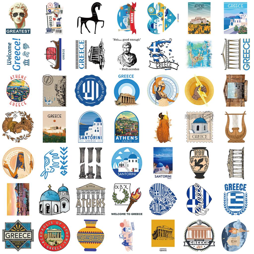 50 Greek Greece Graffiti Stickers Decorate Guitar Notebook Suitcase DIY Waterproof Stickers