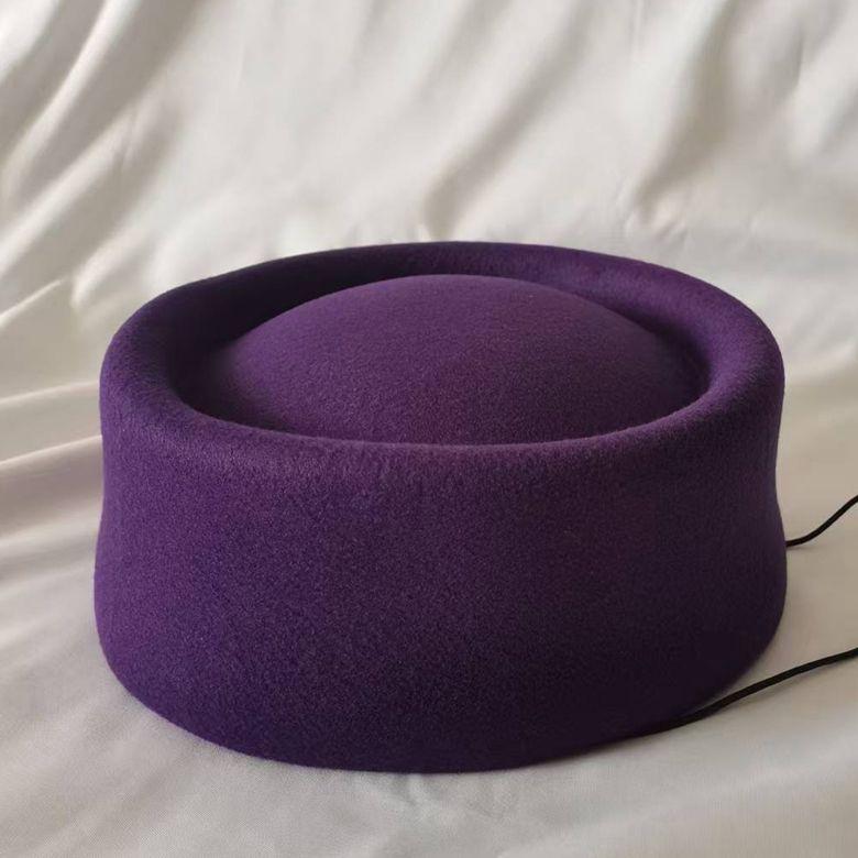Women's Hat Fall and Winternew Arrivalwoolen Leopard Print Hat Women's Stewardess Beret Retro Hat