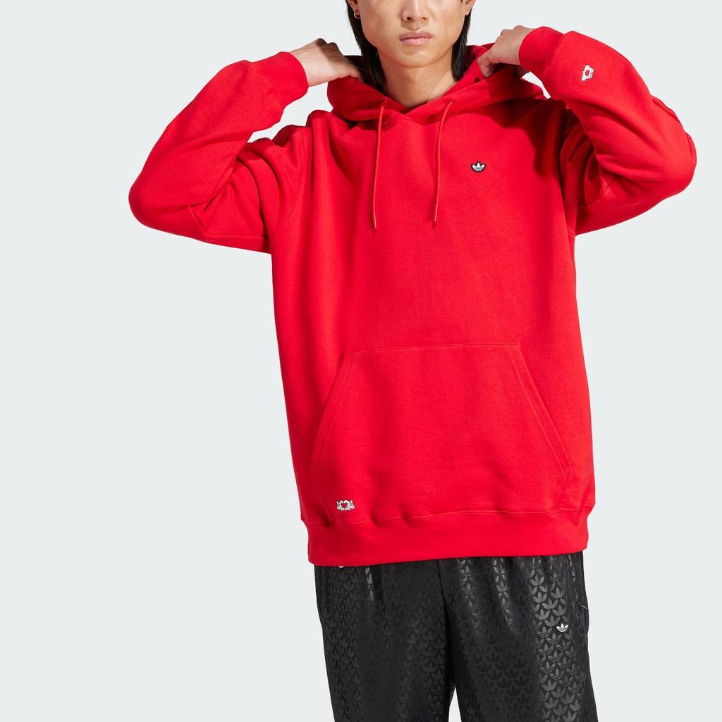 Adidas Originals X Mickey Mouse SS24 Hoodie With Glove Pattern And Signature Stripes Men Hoodie Red IY2275