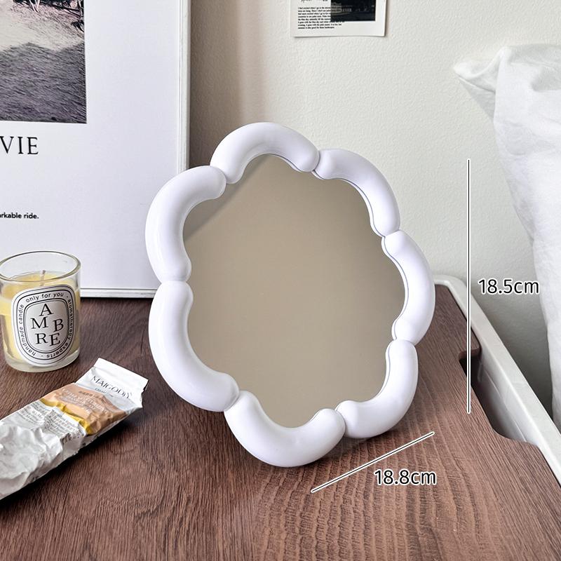 

Милые зеркала для макияжа в форме цветка для женщин, настольный декор, портативное косметическое зеркало, украшение для студенческого общежития, оптовые продажи 2025 белый