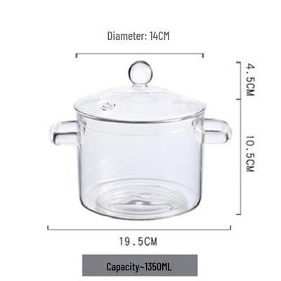 1350ml Double Handle Glass Soup Pot