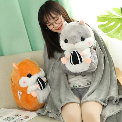 40Cm 3 In 1 Plush Hamster Hand Warmer Stuffed Mouse Hamster With Blanket Plush Toys Soft Kids Dolls For Girl Birthday Xmas Gift