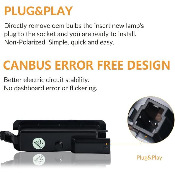 LED License Plate Light For 2015- Dodge Charger Challenger Chrysler 300 Pacifica Jeep Compass Tag Lamp Assembly, 6000K White 1PCS