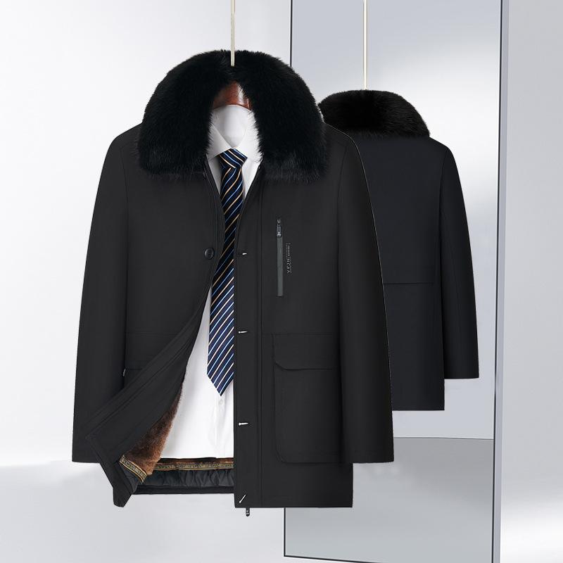 

Большие размеры Зимняя новая мужская одежда с хлопковой подкладкой Деловая повседневная одежда для пап Флисовая утолщенная подкладка для съемных вещей Одежда с хлопковой подкладкой для мужчин 175 чёрный