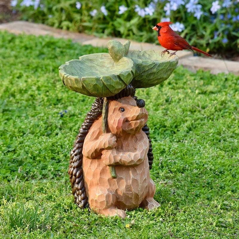 Garden Animal Resin Bird Feeder With Decorative Sculpture For Outdoor Water Features