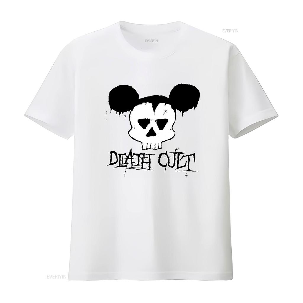 Death Cult Gothic T Shirt Postpunk Darkwave Style with Skull Design Unique Streetwear for Men and Women vintage Washed