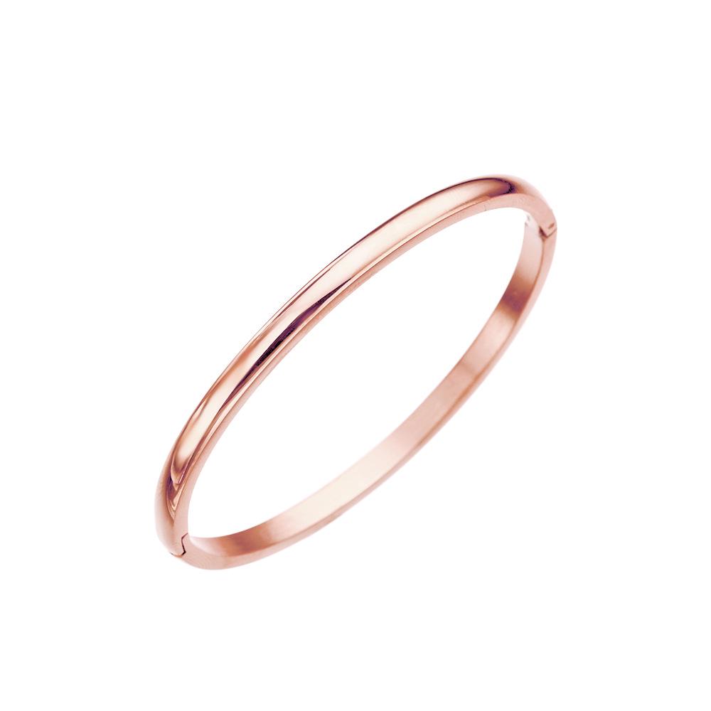 Trendy Women's Stainless Steel Ring Bracelet with Smooth Arc Buckle - Simple and Fashionable Design