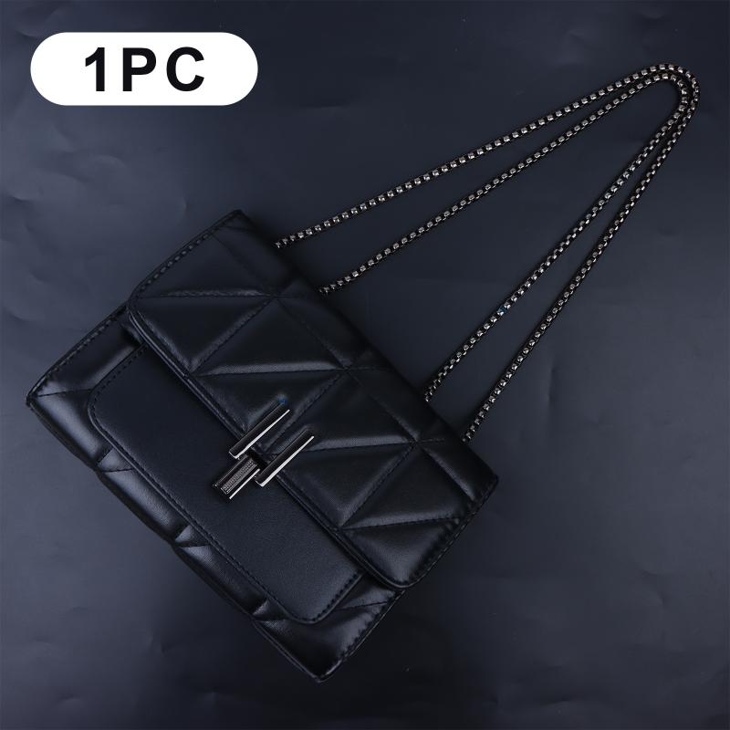 Women'S Quilted Chain Shoulder Bag New Fashion Crossbody Bag With Metal Lock Tassel Pu Leather Messenger Shoulder Bags