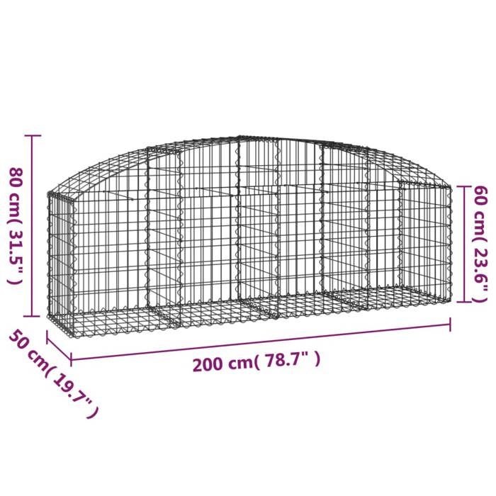 VidaXL Panier de Gabions Arqué Cage à Gabion Mur de Gabion Panier à Pierre Gabion pour Pierre Jardin Patio Extérieur 153473