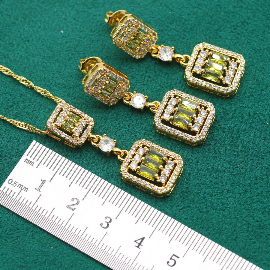 Europe and The United States Hot Anti Allergy Zircon Bracelet Necklace Earrings Gold Jewelry Set