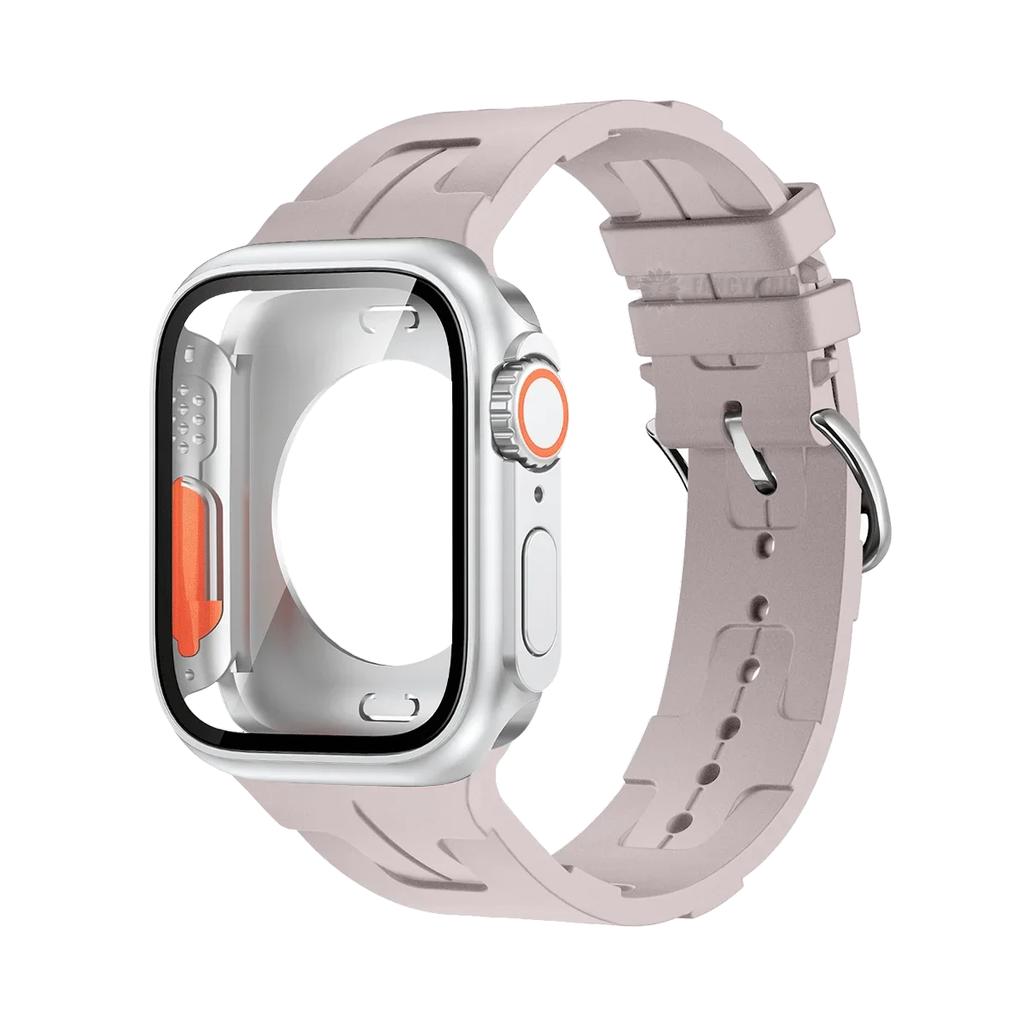 Original Silicone Band &Change To Ultra Case For Apple Watch 9 8 7 6 SE 5 4 Strap For iWatch Series 44mm 45mm 42mm 41mm Bracelet