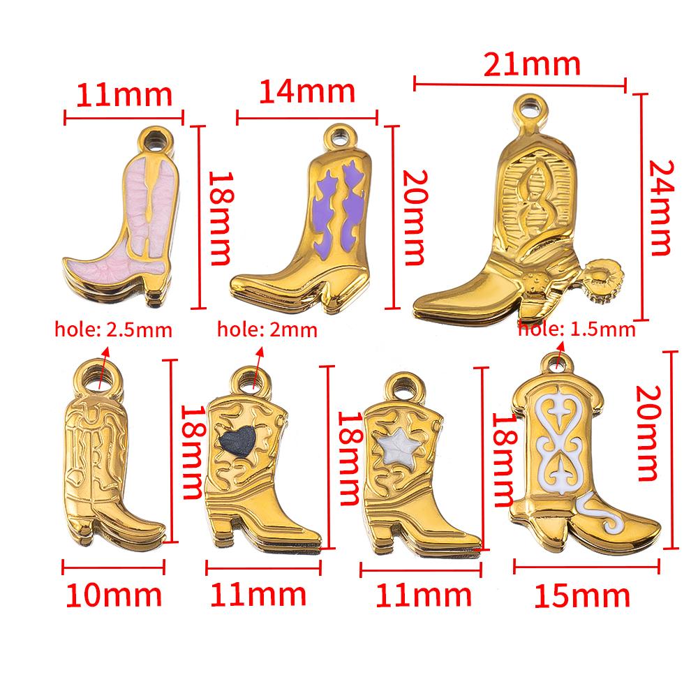 5pcs/lot Stainless Steel Gold Color PVD Plated Boots Charms Pendant DIY Necklace Bracelet Earring Jewelry Making Accessories