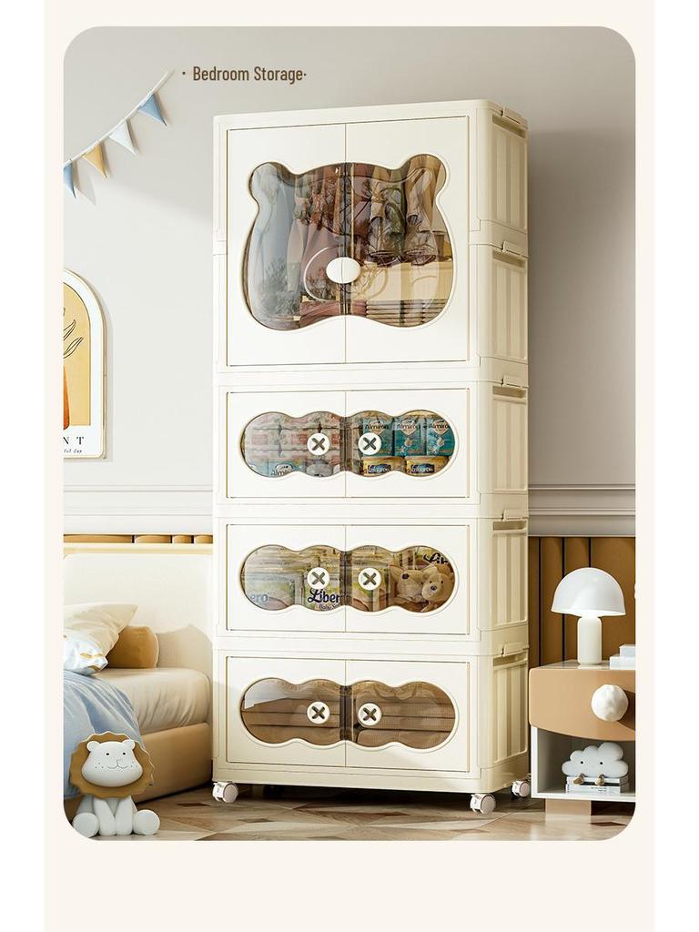 Infant Folding Plastic Storage Cabinet: Simple Children's Wardrobe