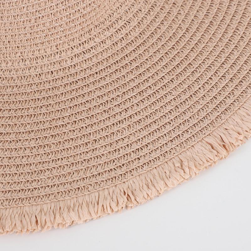 New burr straw hat summer flat top travel vacation travel sun protection hat bow shade beach straw hat
